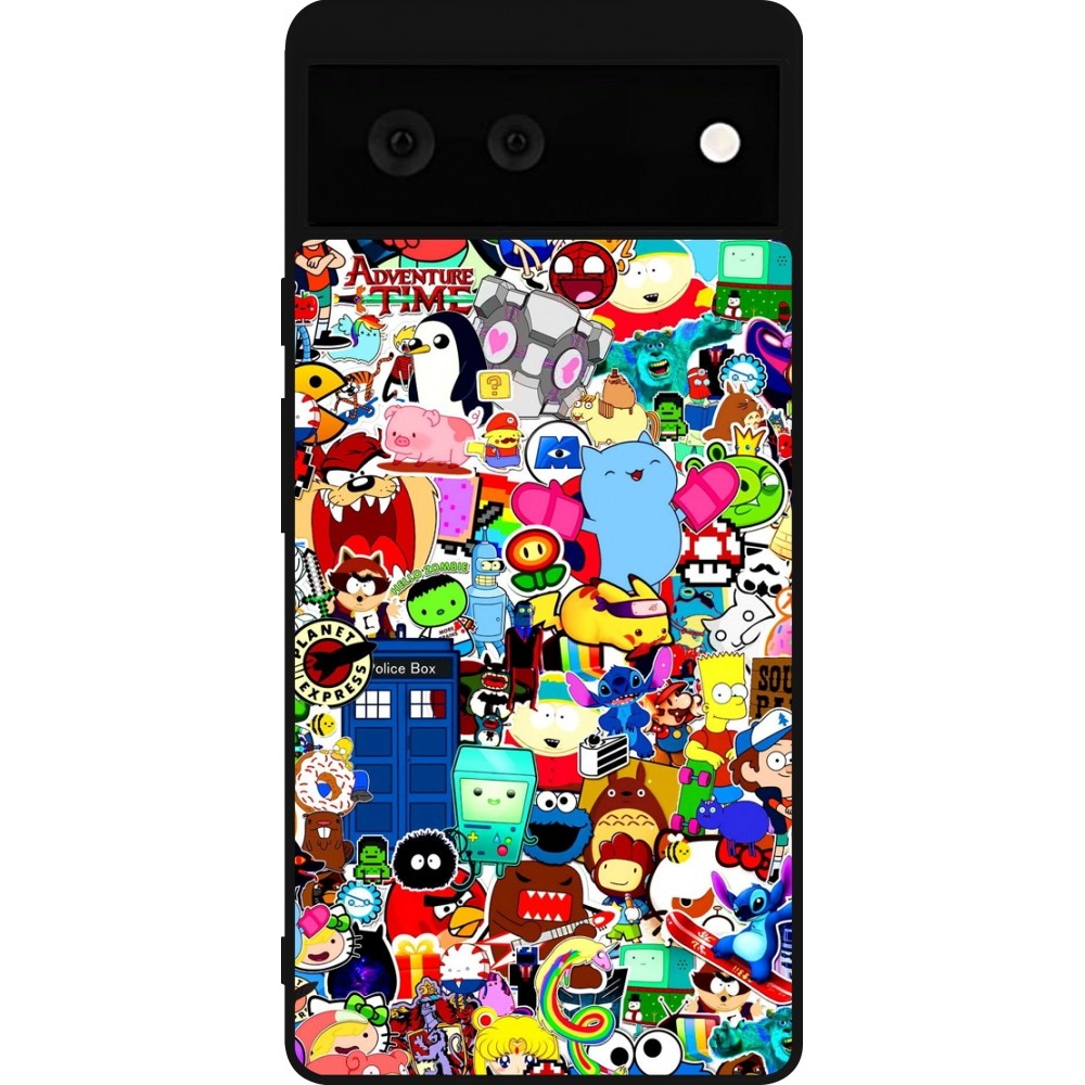Coque Google Pixel 6 - Silicone rigide noir Mixed cartoons