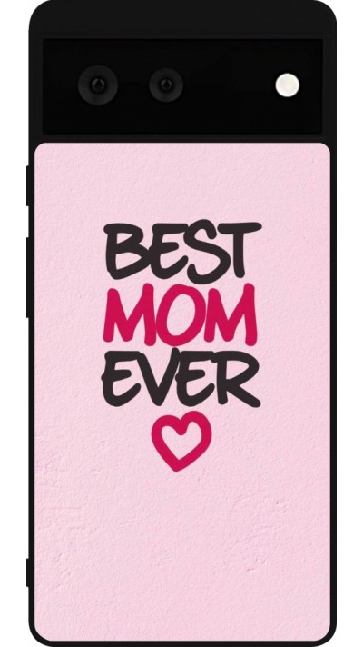 Coque Google Pixel 6 - Silicone rigide noir Mom 2023 best Mom ever pink