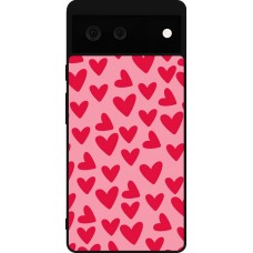Coque Google Pixel 6 - Silicone rigide noir Mom 2024 petits coeurs