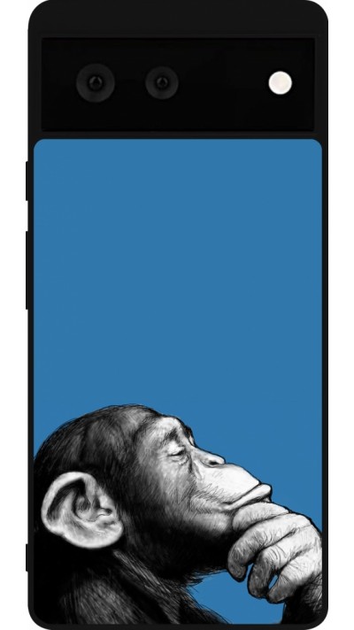 Coque Google Pixel 6 - Silicone rigide noir Monkey Pop Art