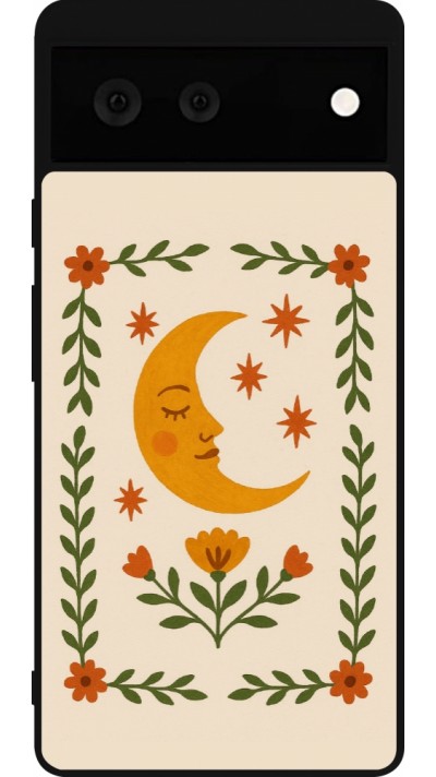 Coque Google Pixel 6 - Silicone rigide noir Half moon stamp 2026