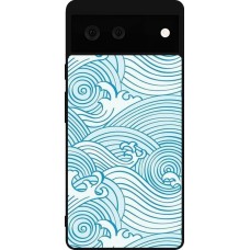 Coque Google Pixel 6 - Silicone rigide noir Ocean Waves