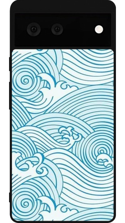 Google Pixel 6 Case Hülle - Silikon schwarz Ocean Waves