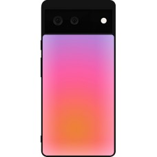 Coque Google Pixel 6 - Silicone rigide noir Orange Pink Blue Gradient