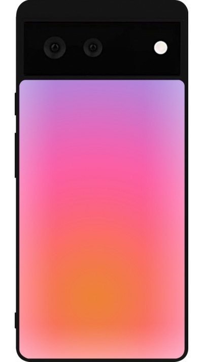 Coque Google Pixel 6 - Silicone rigide noir Orange Pink Blue Gradient