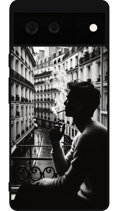 Coque Google Pixel 6 - Silicone rigide noir Parisian Smoker