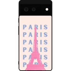 Coque Google Pixel 6 - Silicone rigide noir Paris Pink Print