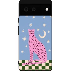 Google Pixel 6 Case Hülle - Silikon schwarz Pink leopard with stars 2026