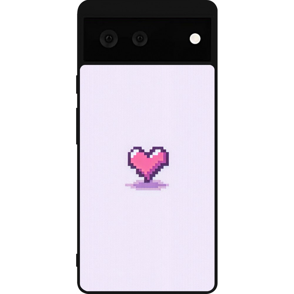 Coque Google Pixel 6 - Silicone rigide noir Pixel Coeur Violet Clair
