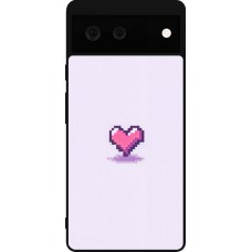 Coque Google Pixel 6 - Silicone rigide noir Pixel Coeur Violet Clair