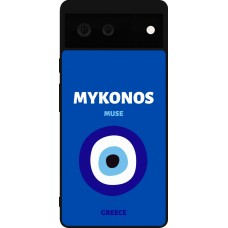 Coque Google Pixel 6 - Silicone rigide noir Pop Summer Destination Mykonos