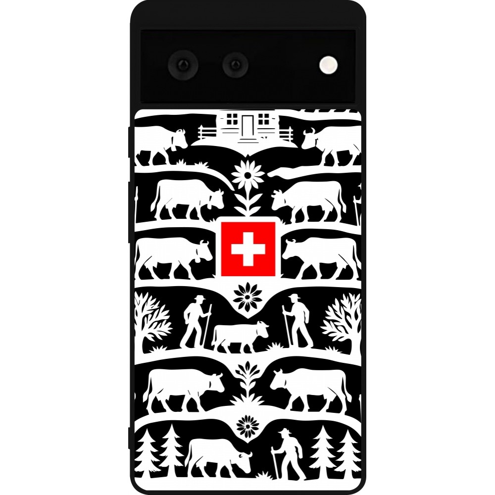 Coque Google Pixel 6 - Silicone rigide noir Poya Suisse 3 noir
