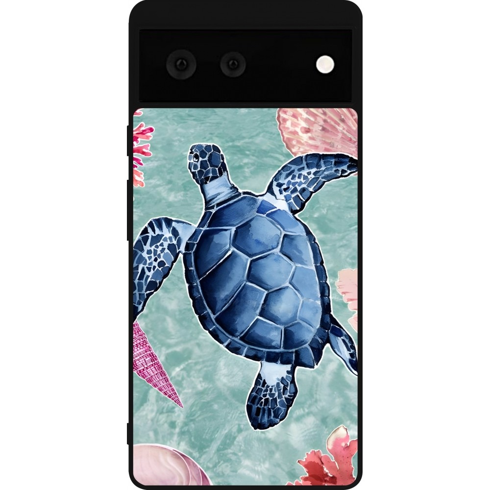 Google Pixel 6 Case Hülle - Silikon schwarz Preppy Turtle