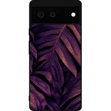 Google Pixel 6 Case Hülle - Silikon schwarz Purple Light Leaves