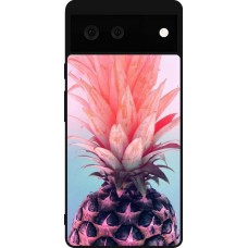 Google Pixel 6 Case Hülle - Silikon schwarz Purple Pink Pineapple