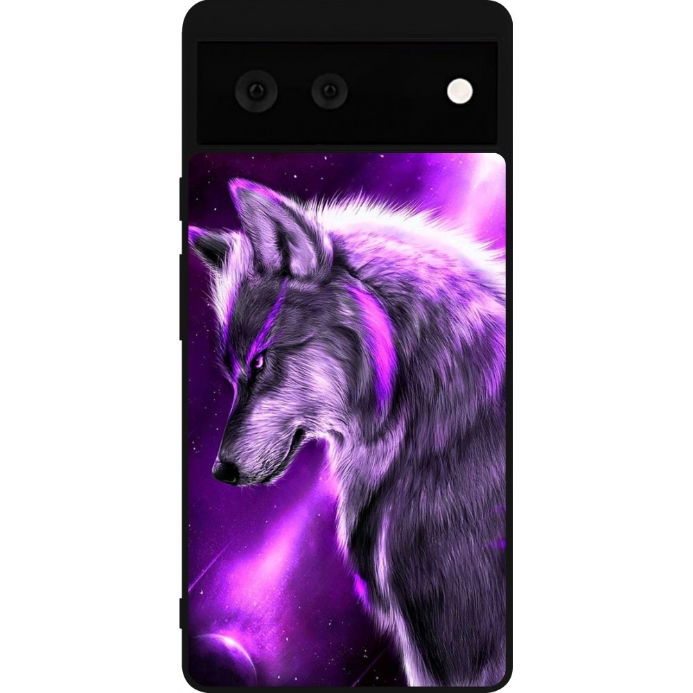 Google Pixel 6 Case Hülle - Silikon schwarz Purple Sky Wolf