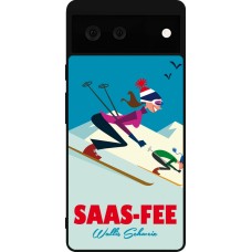 Google Pixel 6 Case Hülle - Silikon schwarz Saas-Fee Ski Downhill