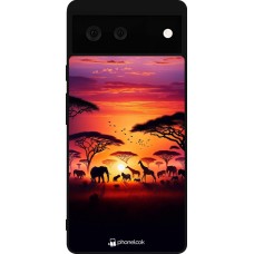 Coque Google Pixel 6 - Silicone rigide noir Safari sunset wildlife