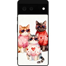 Google Pixel 6 Case Hülle - Silikon schwarz Saint Valentines Day 26 Cat Love