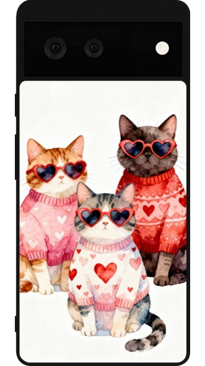 Google Pixel 6 Case Hülle - Silikon schwarz Saint Valentines Day 26 Cat Love