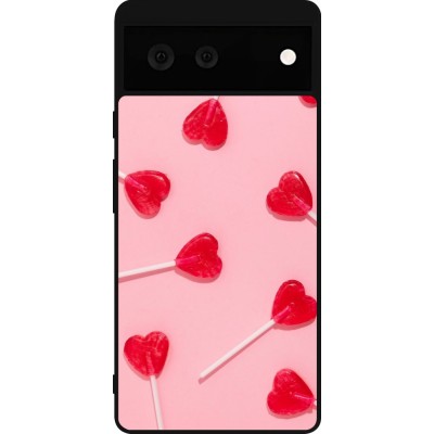 Coque Google Pixel 6 - Silicone rigide noir Saint Valentines Day 26 Lollipop