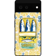 Coque Google Pixel 6 - Silicone rigide noir Sardines in oil 2026