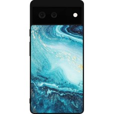 Coque Google Pixel 6 - Silicone rigide noir Sea Foam Blue