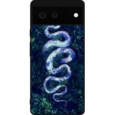 Coque Google Pixel 6 - Silicone rigide noir Serpent Blue Anaconda