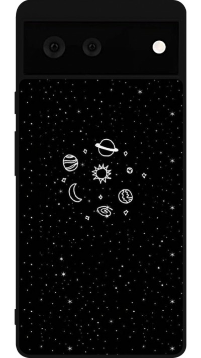 Coque Google Pixel 6 - Silicone rigide noir Space Doodle