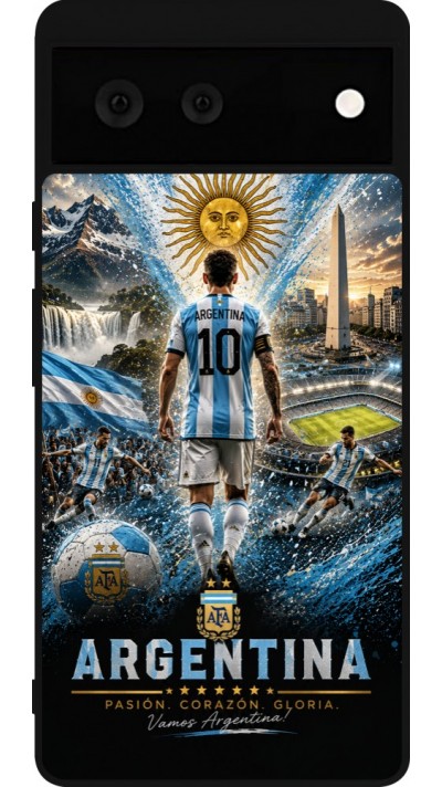 Google Pixel 6 Case Hülle - Silikon schwarz Fussball Argentinien splash 2026