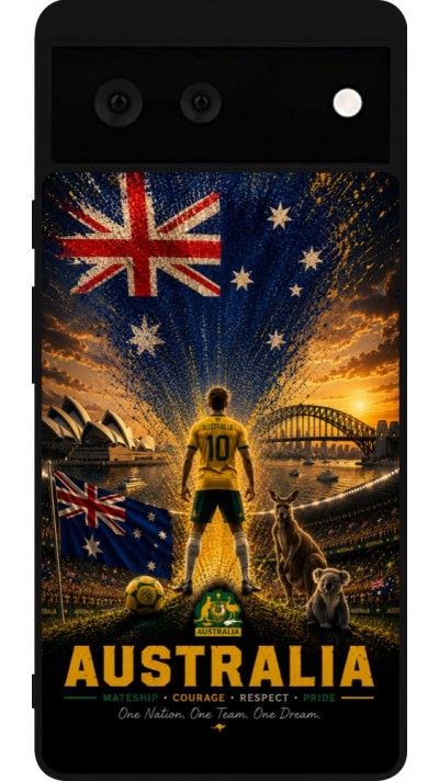 Google Pixel 6 Case Hülle - Silikon schwarz Fussball Australien splash 2026