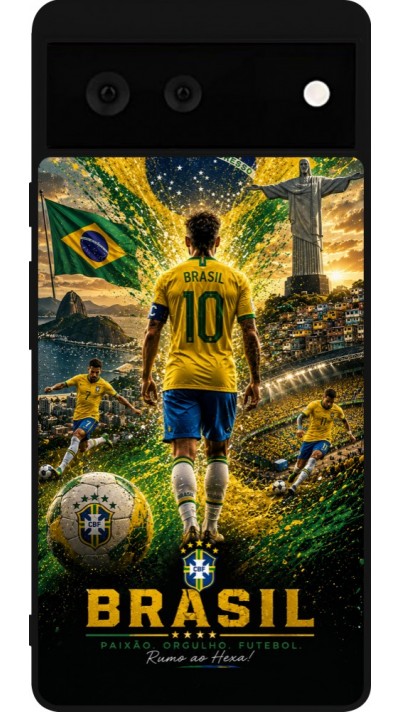 Google Pixel 6 Case Hülle - Silikon schwarz Fussball Brasilien splash 2026