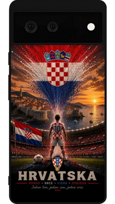 Google Pixel 6 Case Hülle - Silikon schwarz Fussball Kroatien splash 2026