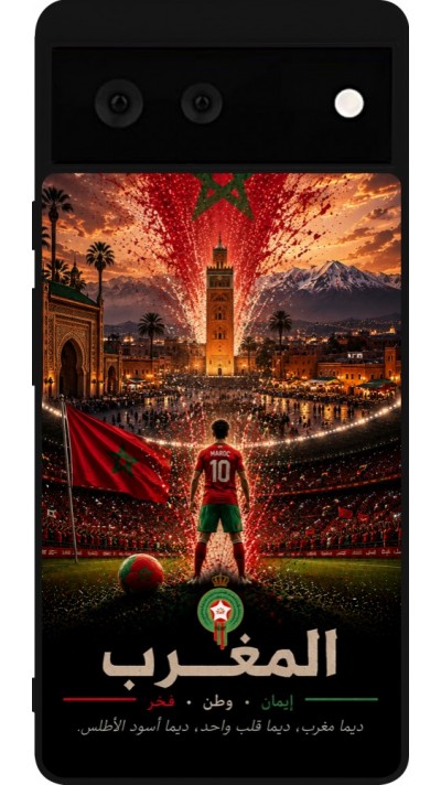Google Pixel 6 Case Hülle - Silikon schwarz Fussball Marokko splash 2026