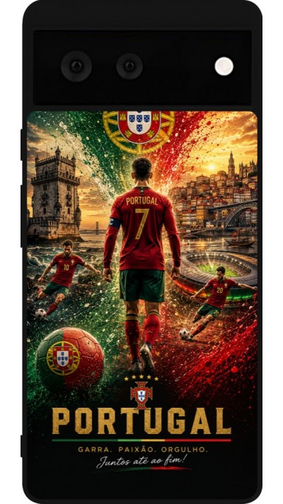 Google Pixel 6 Case Hülle - Silikon schwarz Fussball Portugal splash 2026
