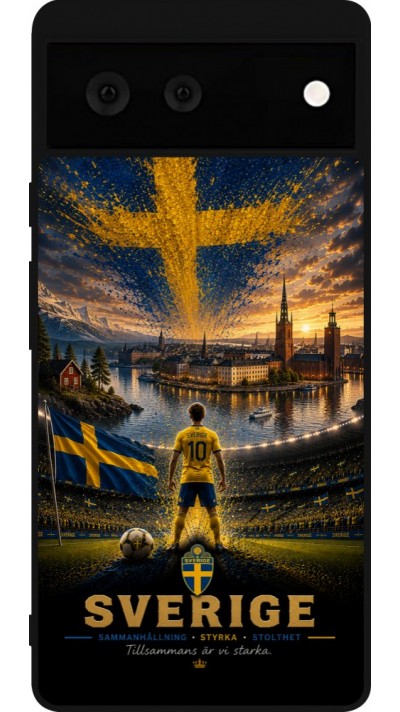 Google Pixel 6 Case Hülle - Silikon schwarz Fussball Schweden splash 2026
