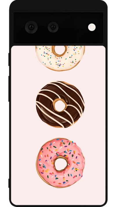 Google Pixel 6 Case Hülle - Silikon schwarz Spring 23 donuts