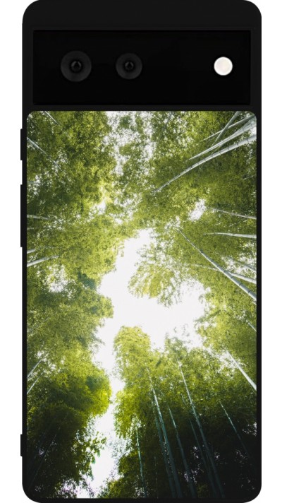 Coque Google Pixel 6 - Silicone rigide noir Spring 23 forest blue sky