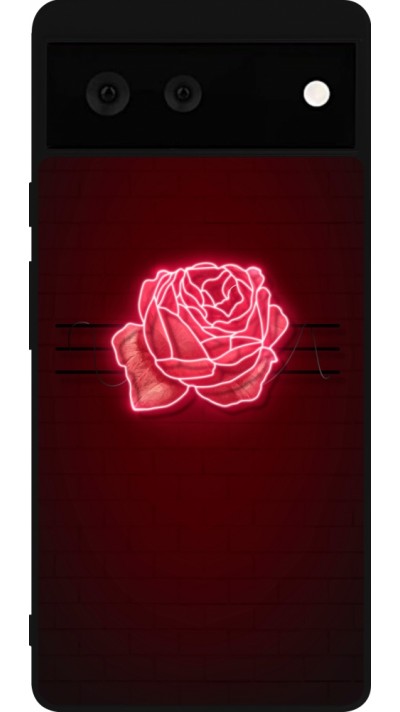 Coque Google Pixel 6 - Silicone rigide noir Spring 23 neon rose