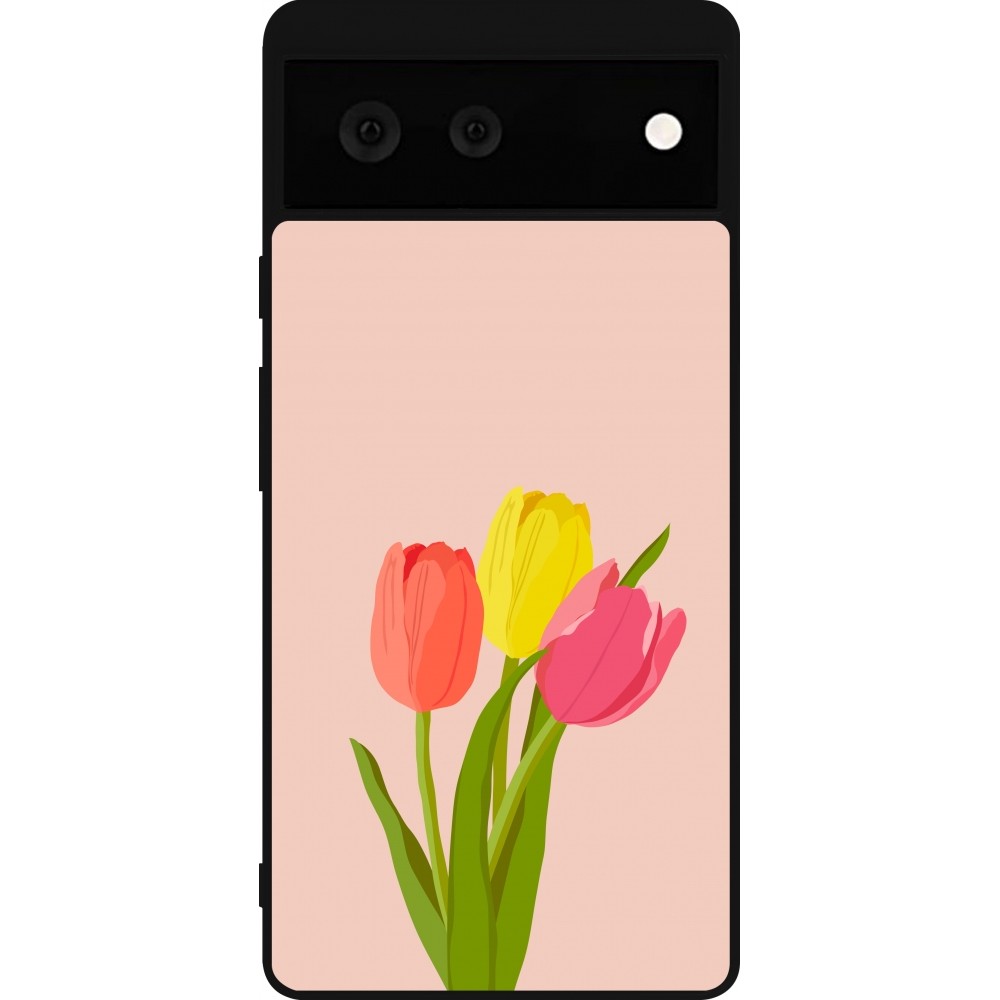 Coque Google Pixel 6 - Silicone rigide noir Spring 23 tulip trio