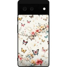 Coque Google Pixel 6 - Silicone rigide noir Spring 25 Papillons Légers