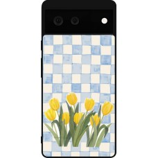 Google Pixel 6 Case Hülle - Silikon schwarz Blue vichy tulips Spring 2026