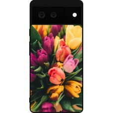 Google Pixel 6 Case Hülle - Silikon schwarz Bouquet of tulips Spring 2026