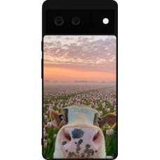 Google Pixel 6 Case Hülle - Silikon schwarz Cow with tulips Spring 2026