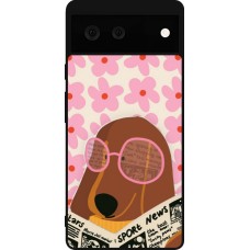 Google Pixel 6 Case Hülle - Silikon schwarz Dog with newspaper Spring 2026