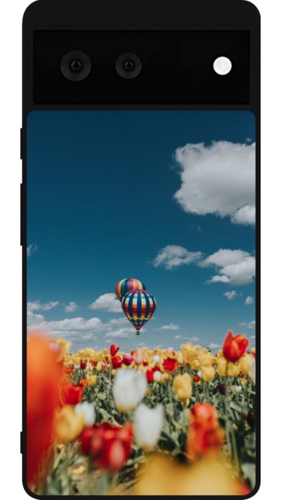 Google Pixel 6 Case Hülle - Silikon schwarz Hot air balloon Spring 2026