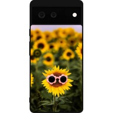Google Pixel 6 Case Hülle - Silikon schwarz Sunflower with glasses Spring 2026