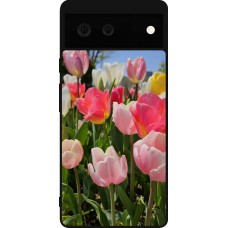 Google Pixel 6 Case Hülle - Silikon schwarz Tulips Spring 2026