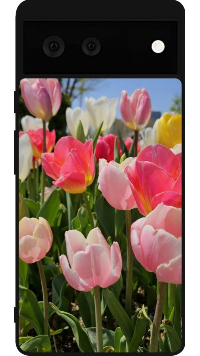 Google Pixel 6 Case Hülle - Silikon schwarz Tulips Spring 2026