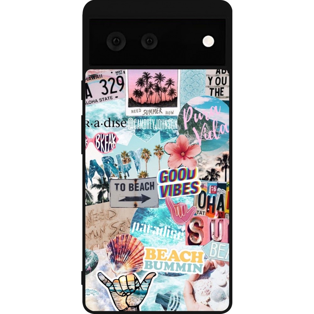Coque Google Pixel 6 - Silicone rigide noir Summer 20 collage